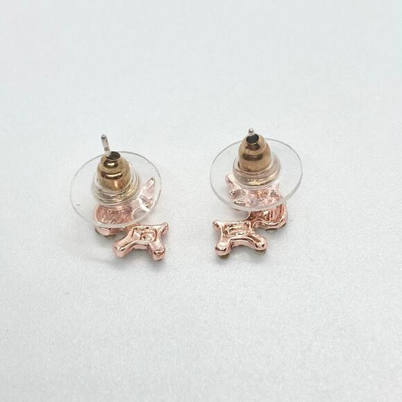 Rose Gold Plated Rhinestone Reindeer Earring Pair - Picture 5 of 8